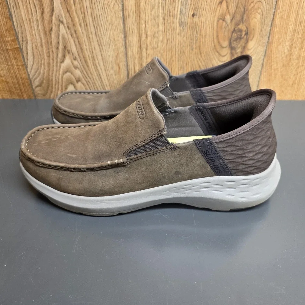 Skechers Slip-ins Shoes Mens Size 8 Brown Leather Slip On Casual Comfort 204866